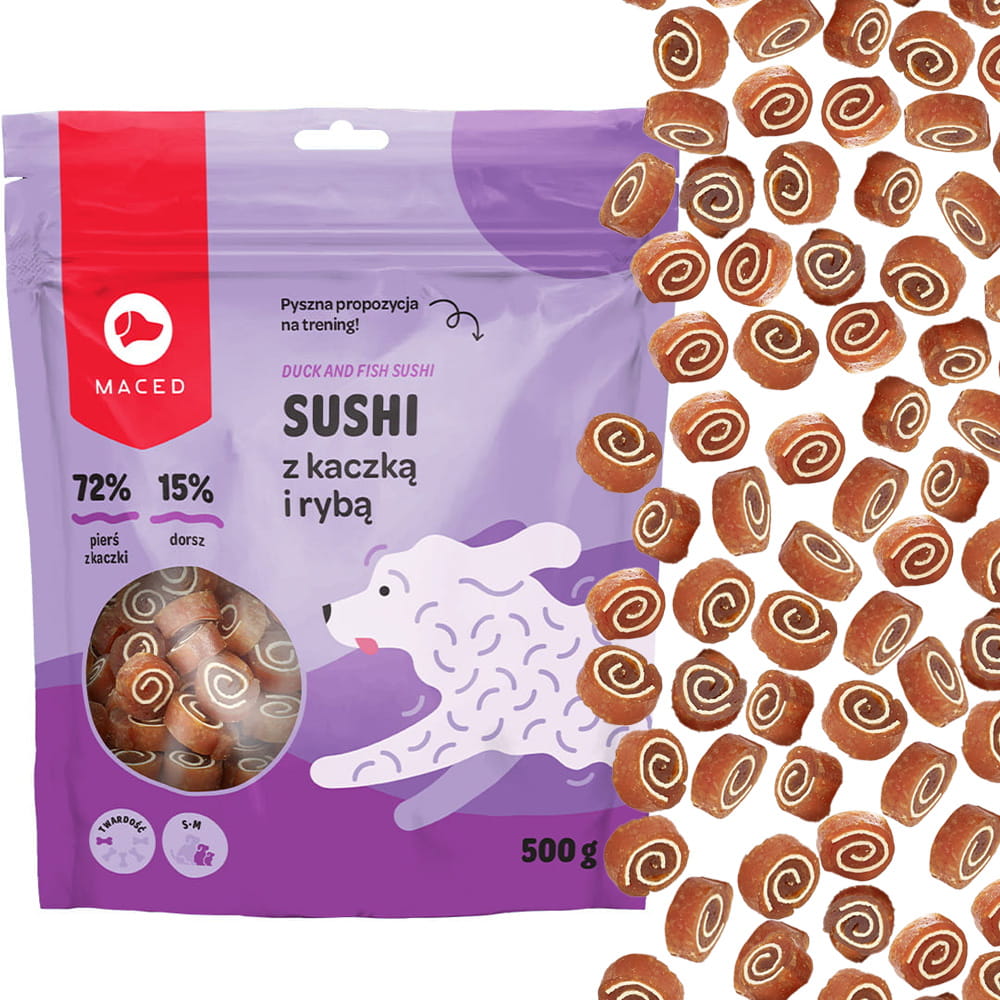 Maced sushi kaczka ryba 500g przysmak dla psa